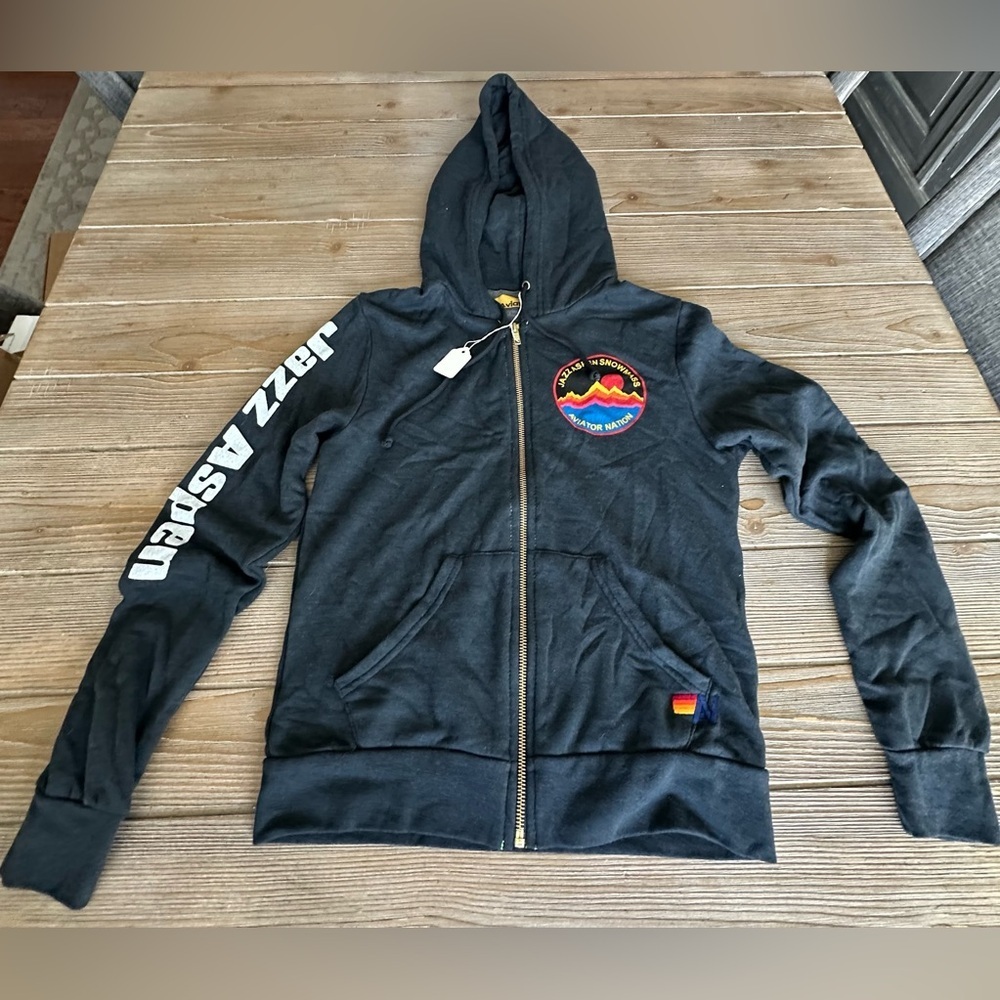 Very Rare Aviator Nation Jazz Aspen Snowmass Zip Hoodie NWT XS